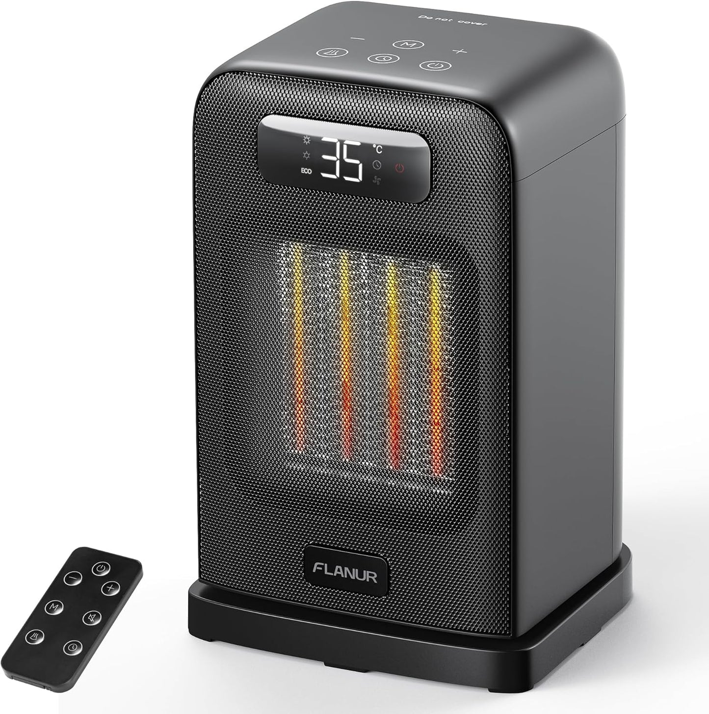 Keramik-Heizlüfter mit Thermostat, 26cm Schwarz