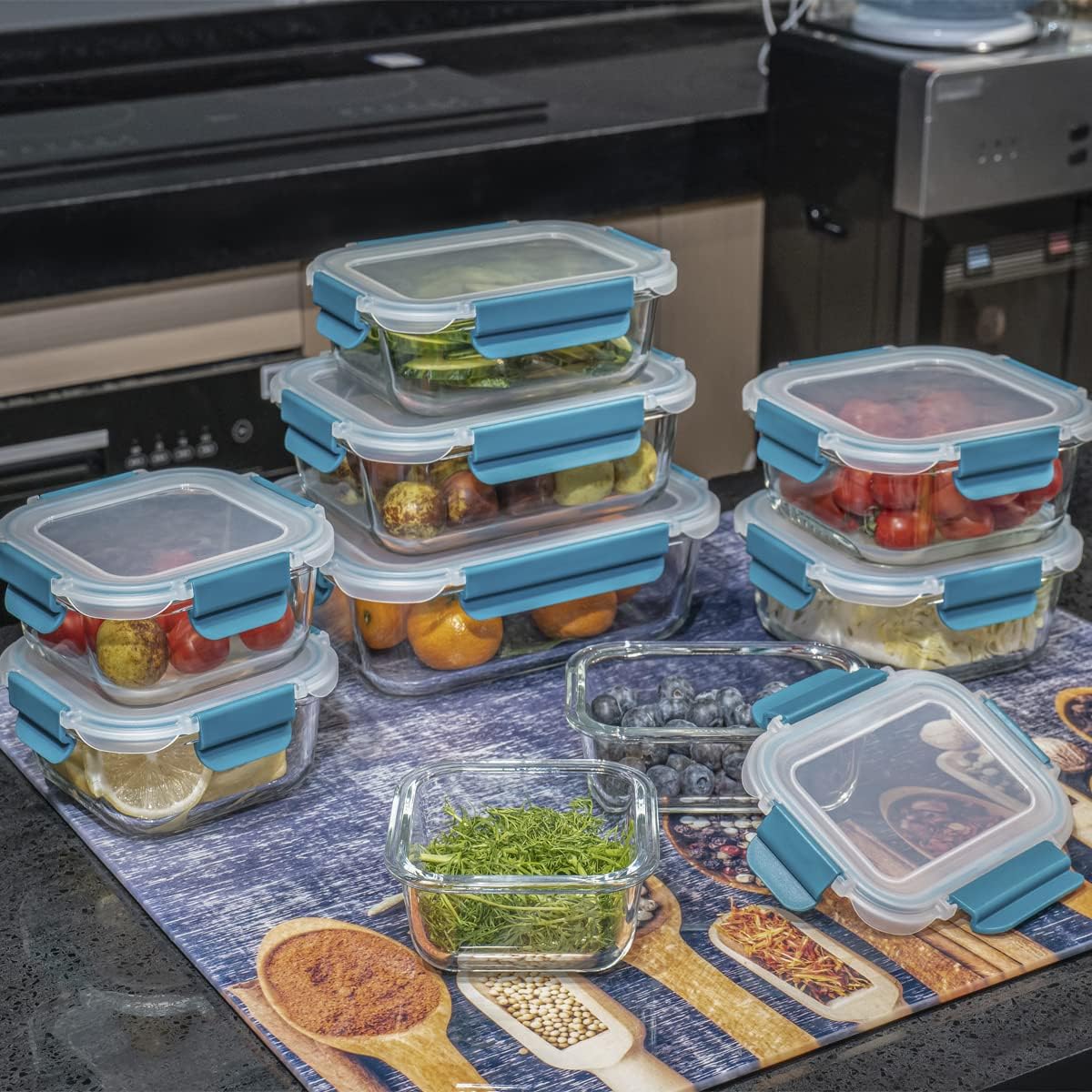 9-teilige Frischhaltedosen-Set, Türkis