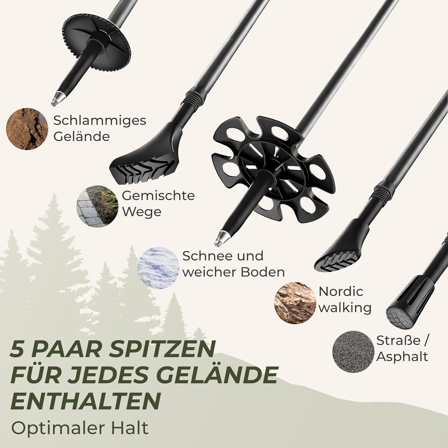 Teleskopische Wanderstöcke mit Korkgriff, Carbon