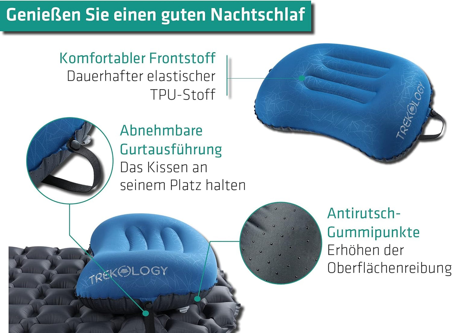 Aufblasbares Camping-Nackenkissen Aluft, Aluft 2.0 (Blau)