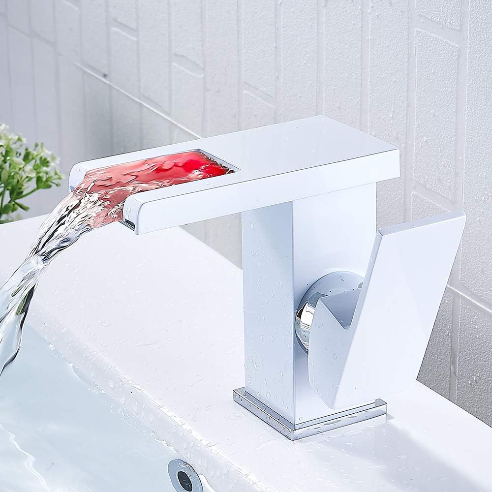 Badarmatur Wasserfall mit Kalt-/Warmwasserfunktion, Weiss