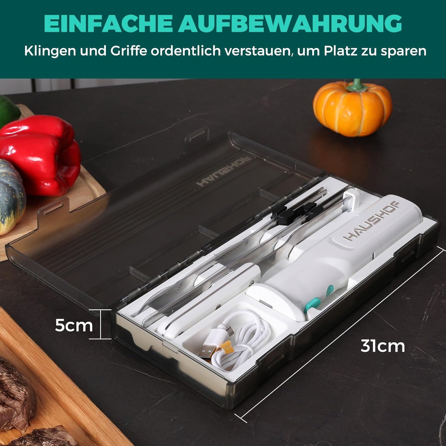 Kabelloses Elektromesser mit Gabel, Weiß