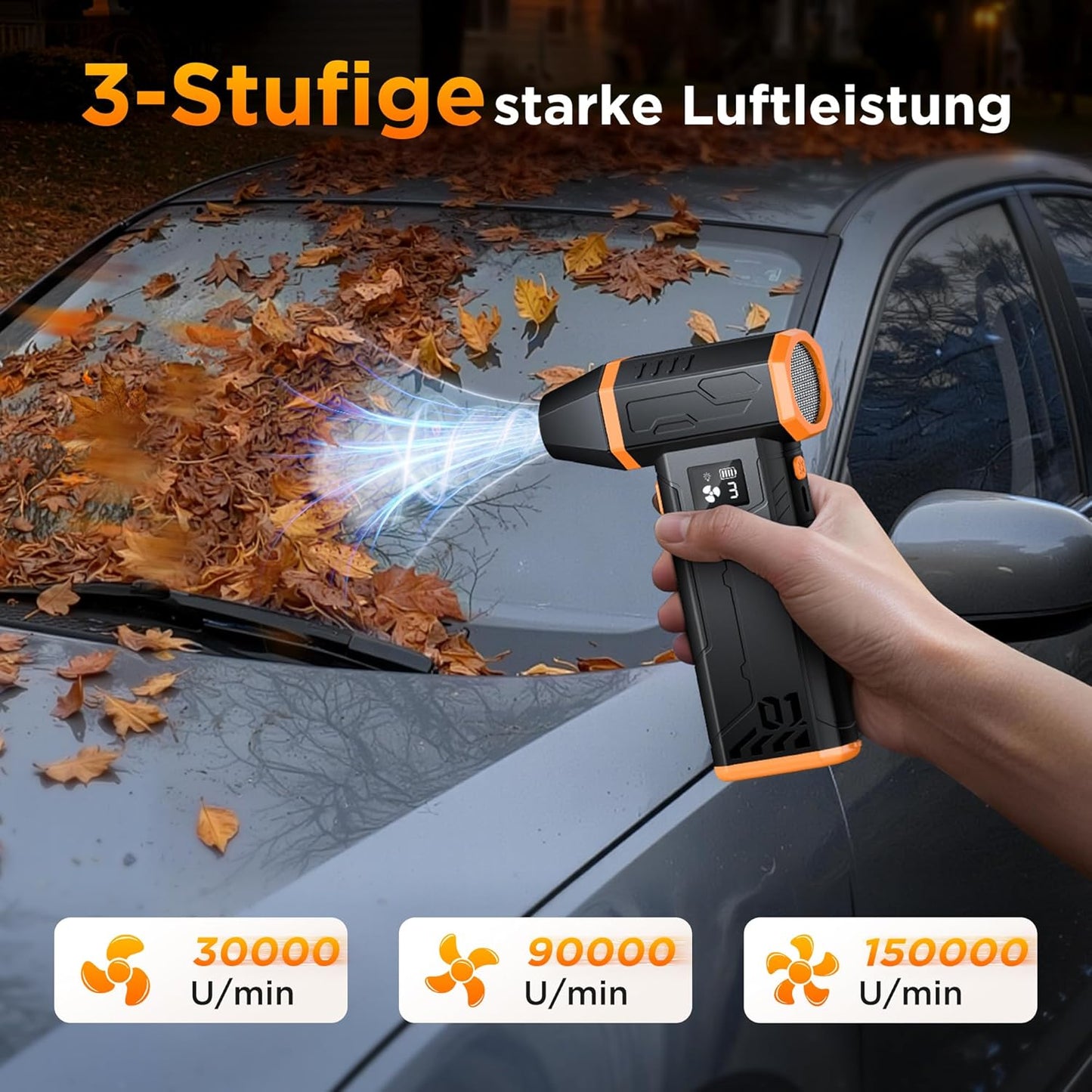 Elektrisches Druckluftspray für PC-Reinigung, Orange