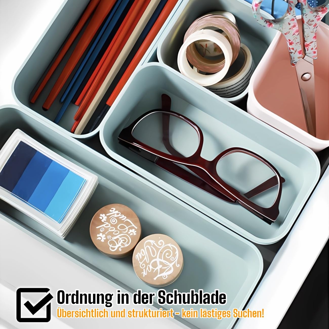 Schubladen-Organizer-Set, Pastell-grün