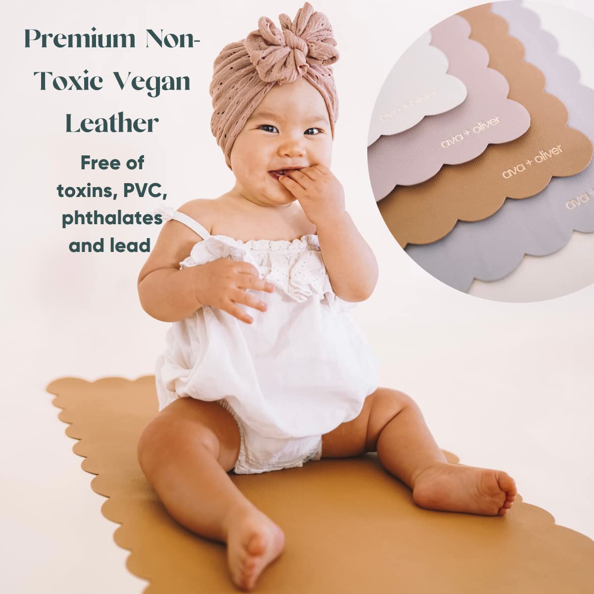 Tragbare Wickelauflage aus veganem Leder, Cream