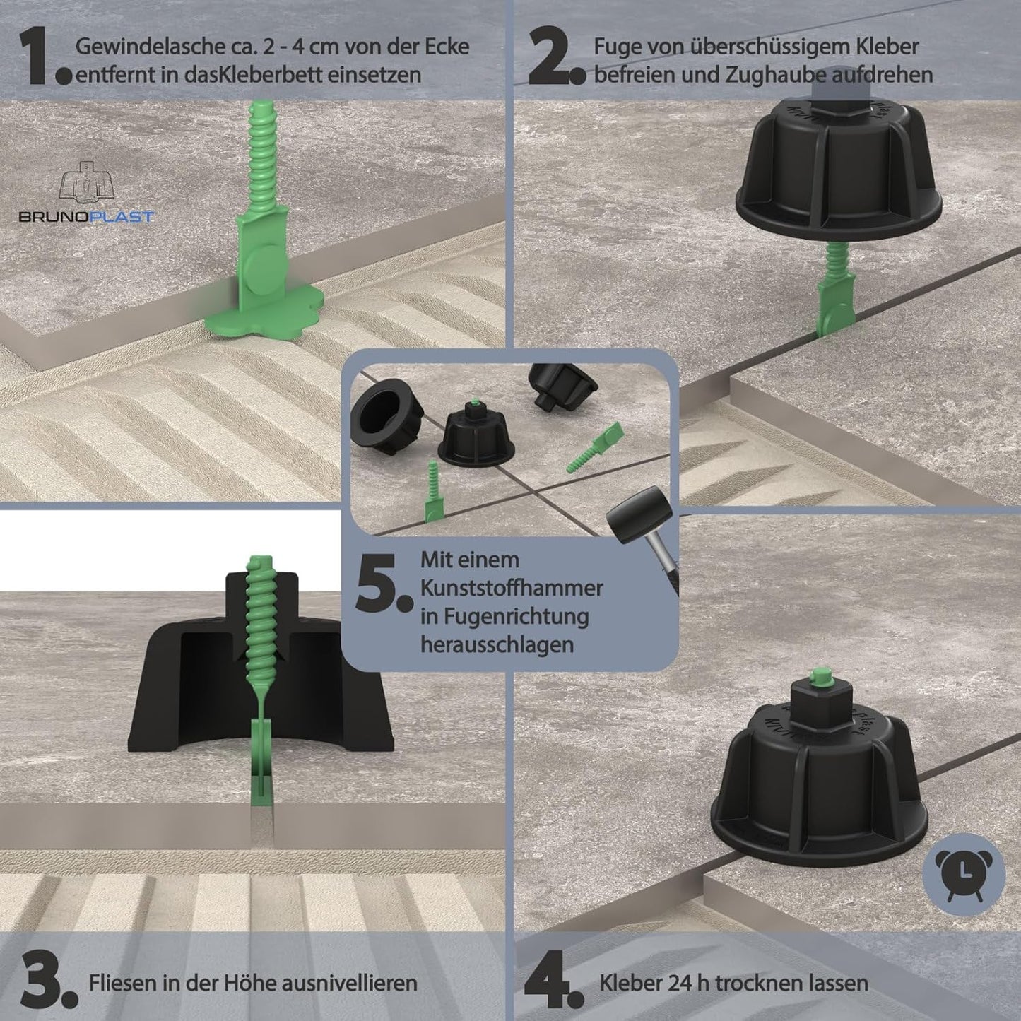 Fliesen-Nivelliersystem, Gewindelaschen PRO 4mm (250 Stück)