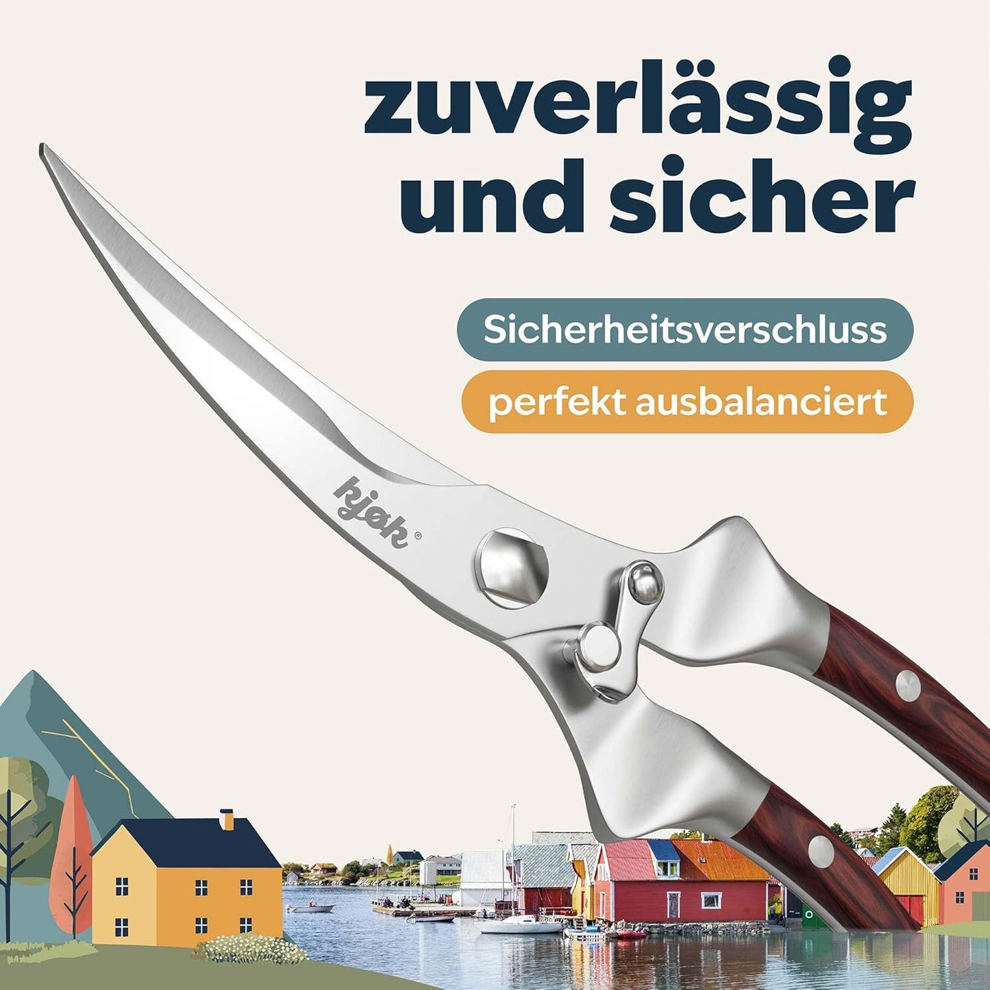 Geflügelschere, Edelstahl / Holz