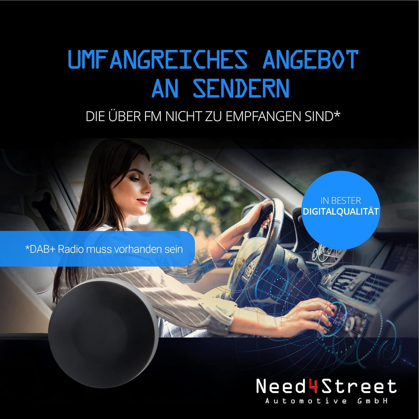 DAB+ Autoantenne mit Verstärker und SMB-Stecker, Stecker SMB