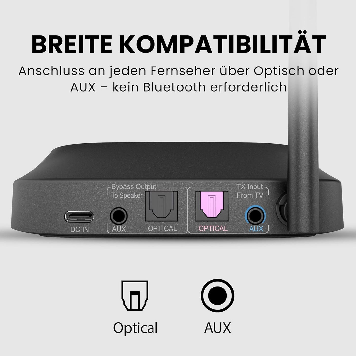Kabellose TV-Kopfhörer mit Lautstärke-Boost, Black