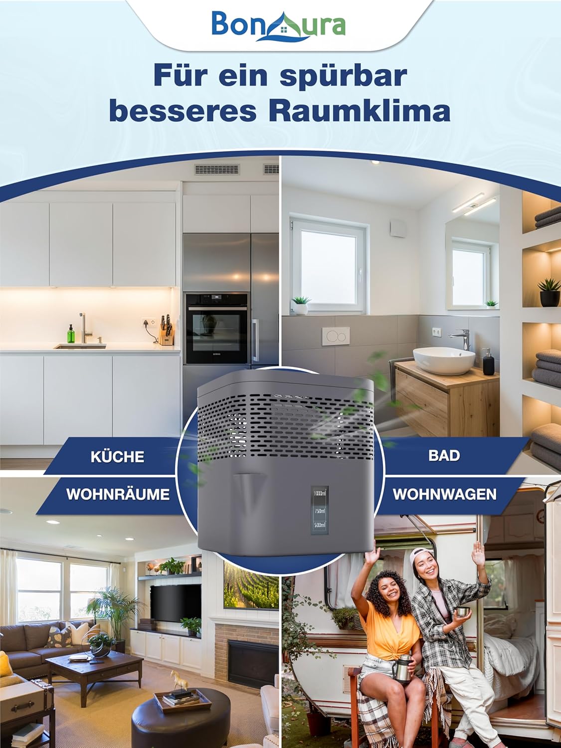 Luftentfeuchter ohne Strom mit Nachfüllpack, Titanium Gray