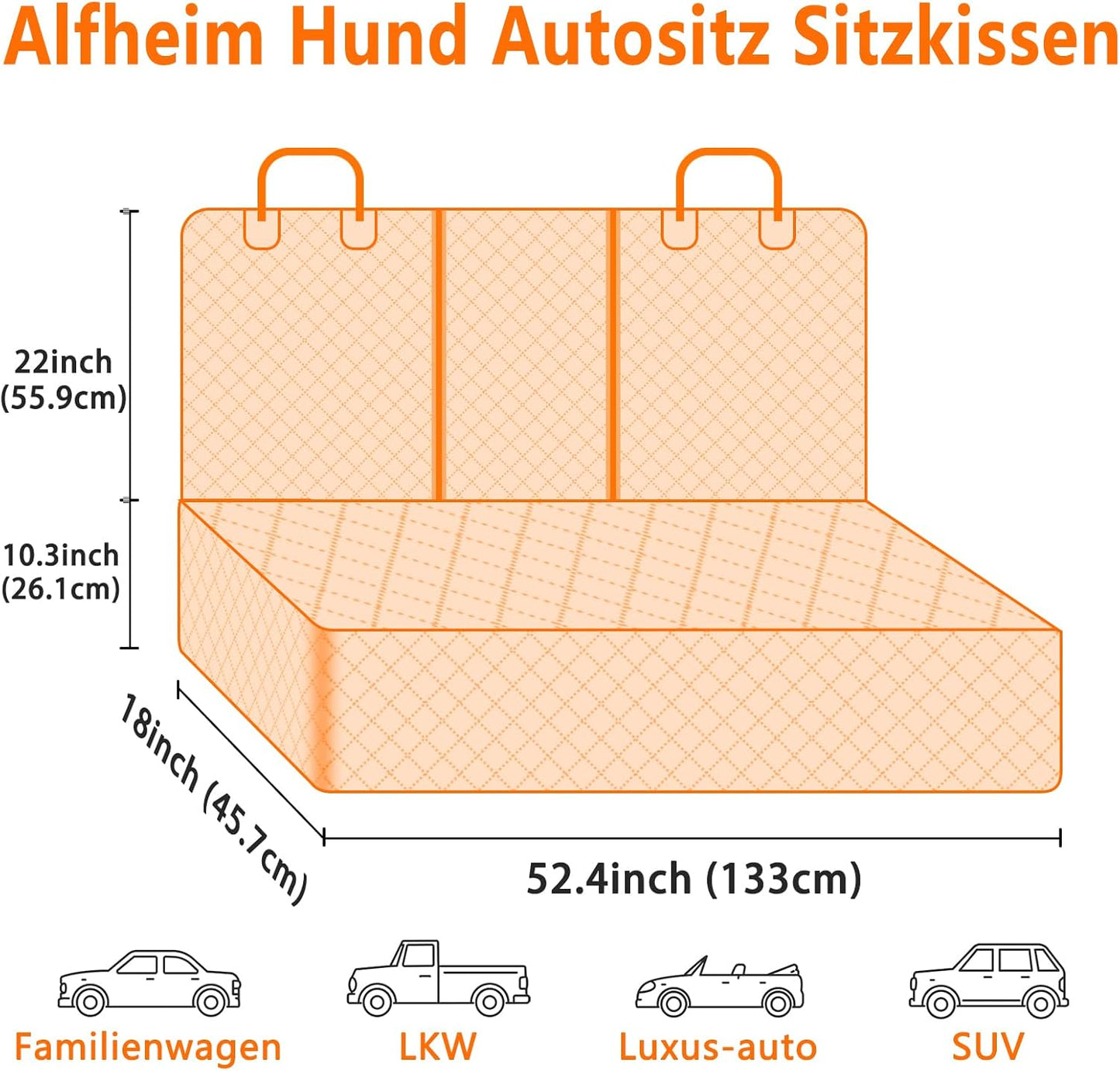 Rutschfeste Hundedecke Autorückbank, Weiss