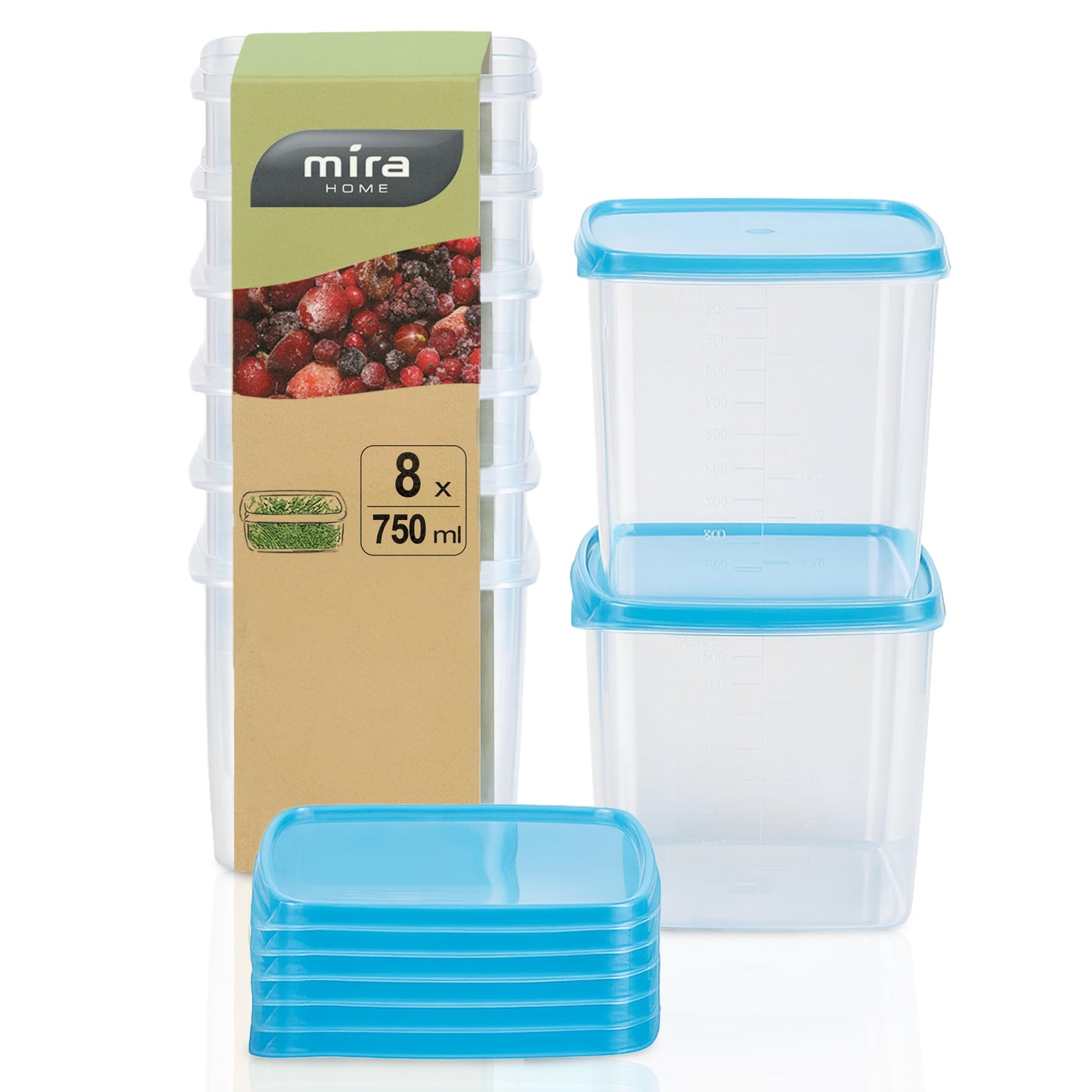 8-teiliges Gefrierdosen-Set, 0,75L (8 Stk)