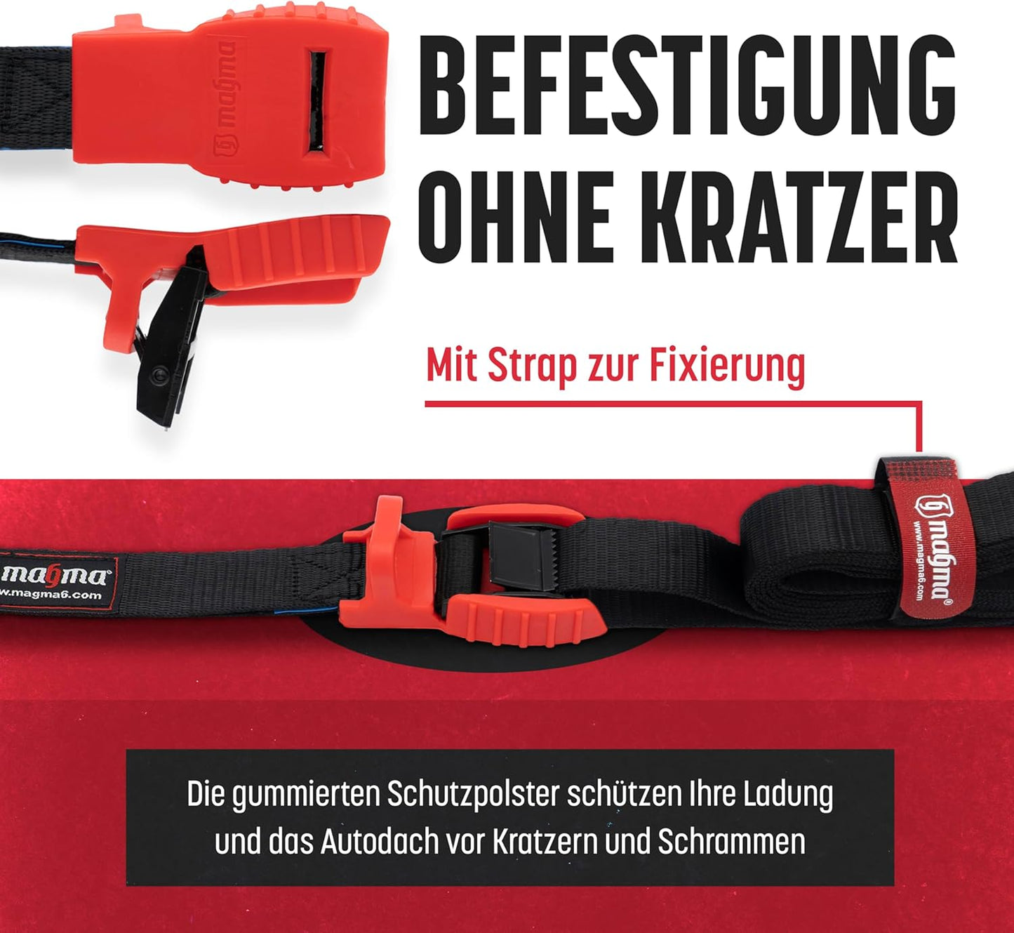 Verstellbare Lastgurte für Umreifung, 4 Stück, Rot 0,5m - 4units