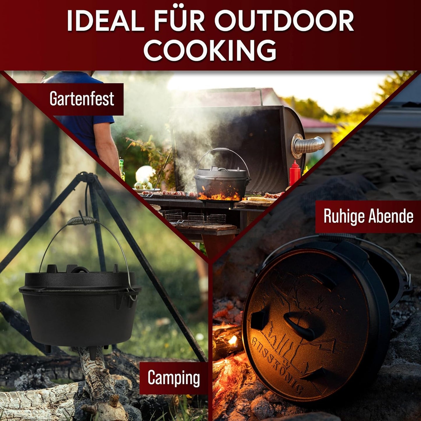Dutch Oven Set mit Deckelheber (7 Liter), 7 Liter