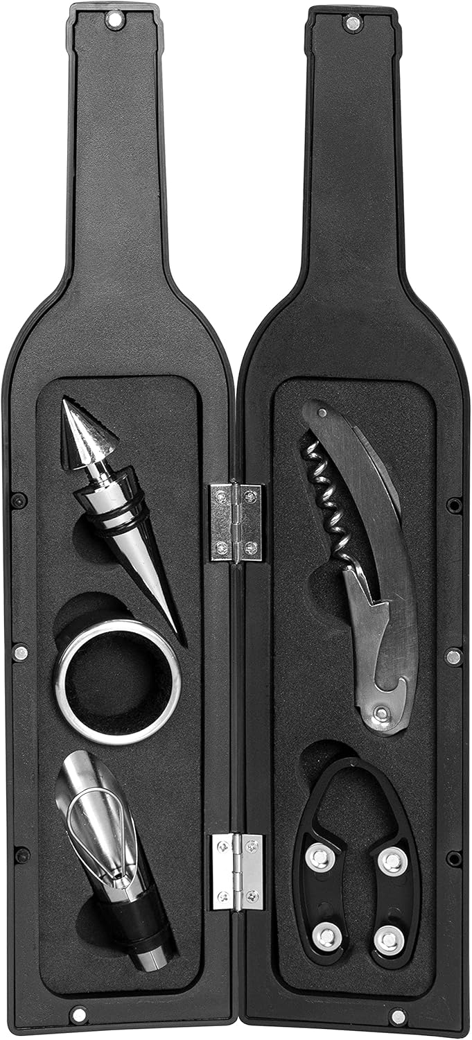 5-teiliges Weinöffner-Set mit Zubehör - Weinflaschen Design