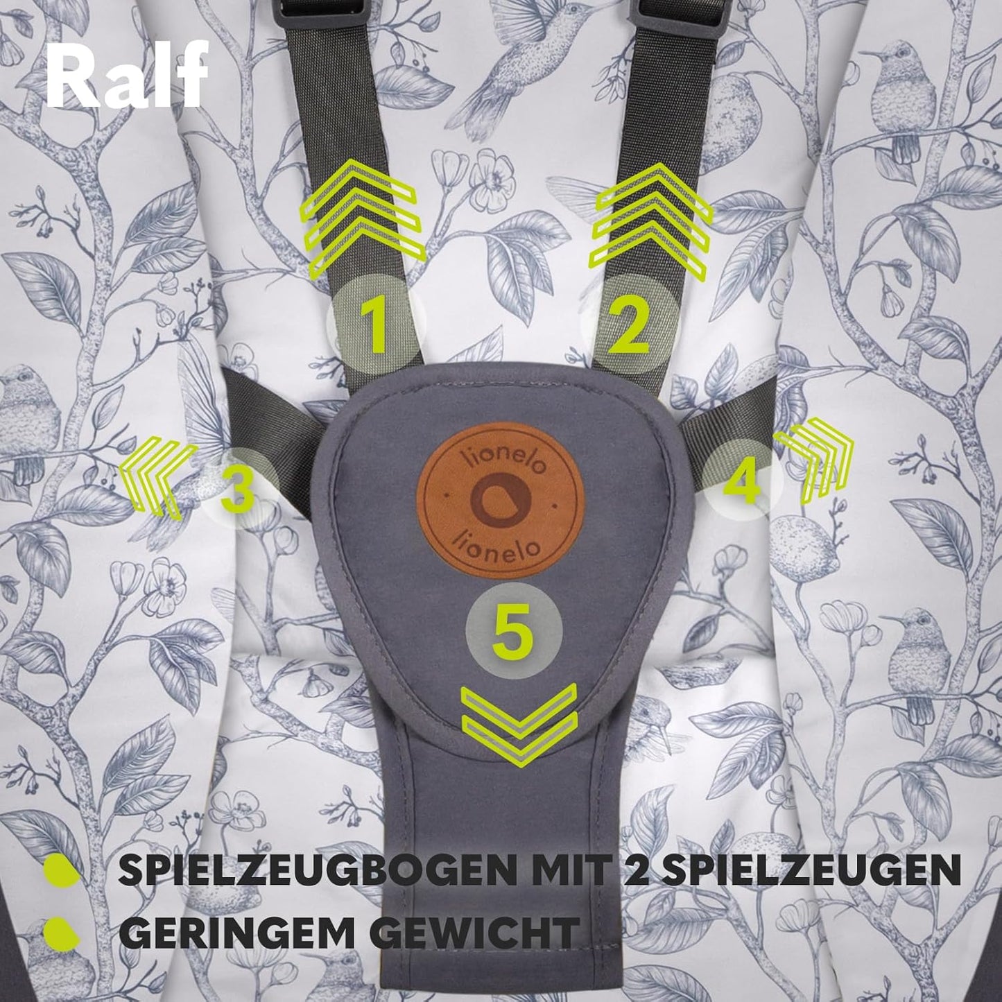 2-in-1 Babywippe und Liegestuhl - Ralf, ‎Grau Weiss