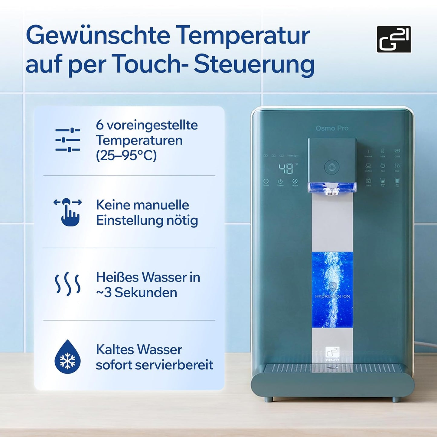 Osmo Pro Osmoseanlage mit Wasserstoff- & Heisswasserfunktion, Osmo Pro
