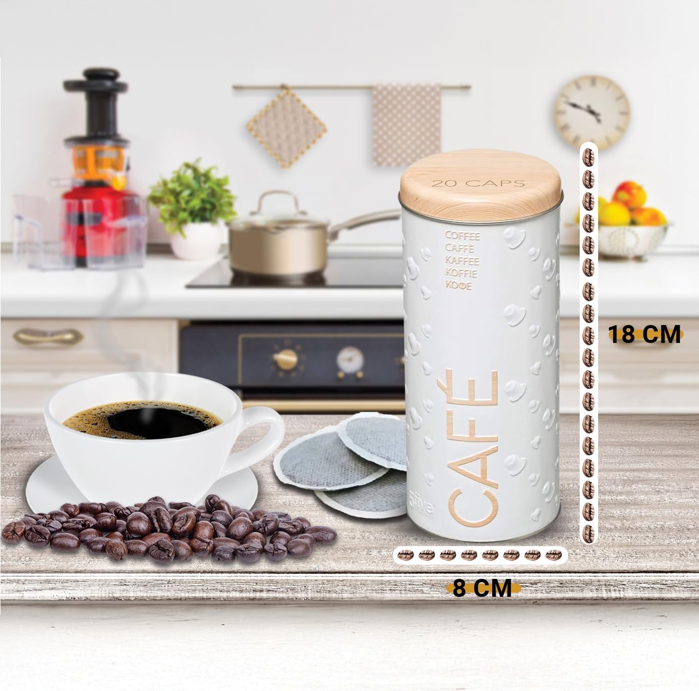 2er-Set Aufbewahrungsdose für Kaffeepads, Weiß