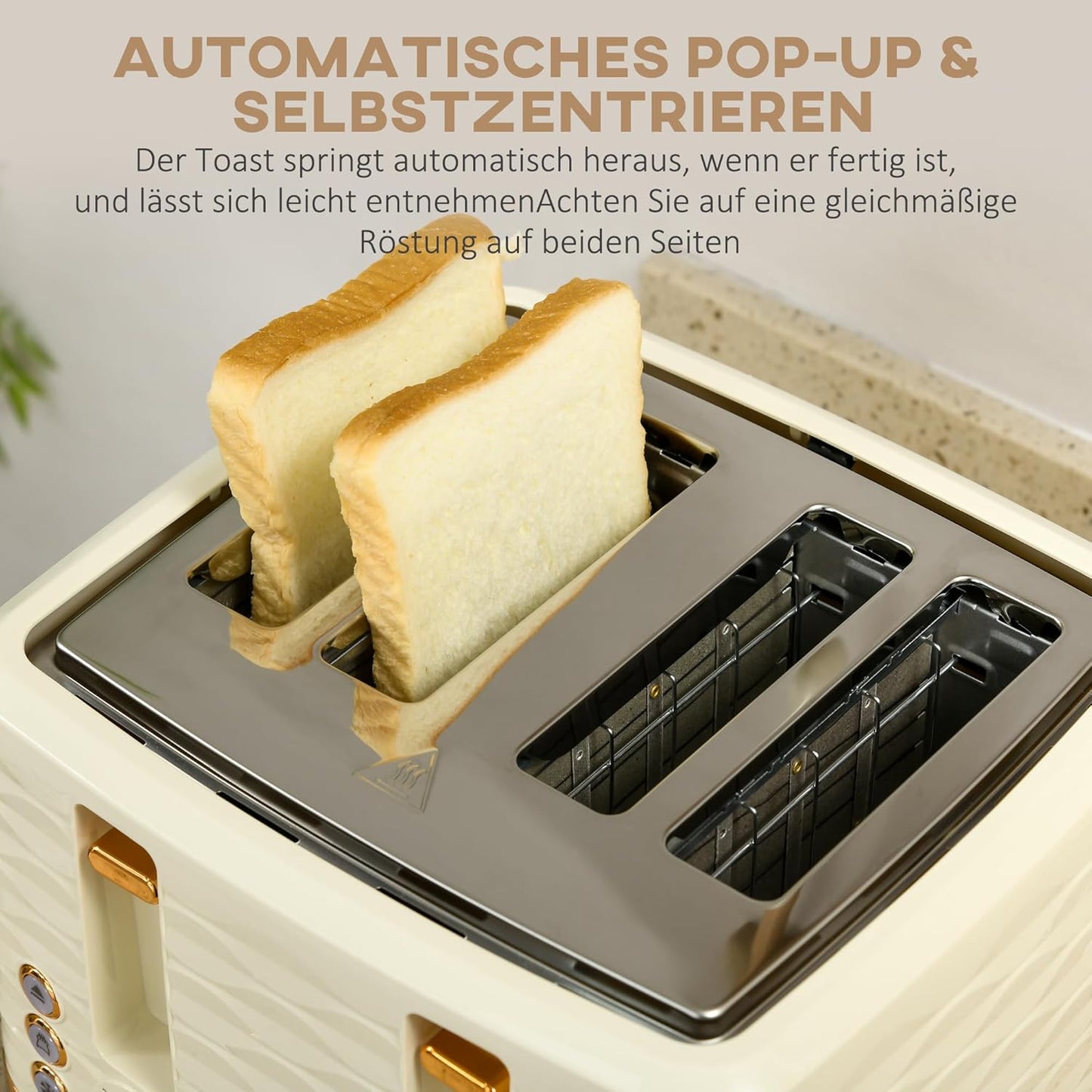 Frühstücks-Set: Wasserkocher & 4-Scheiben-Toaster, Beige