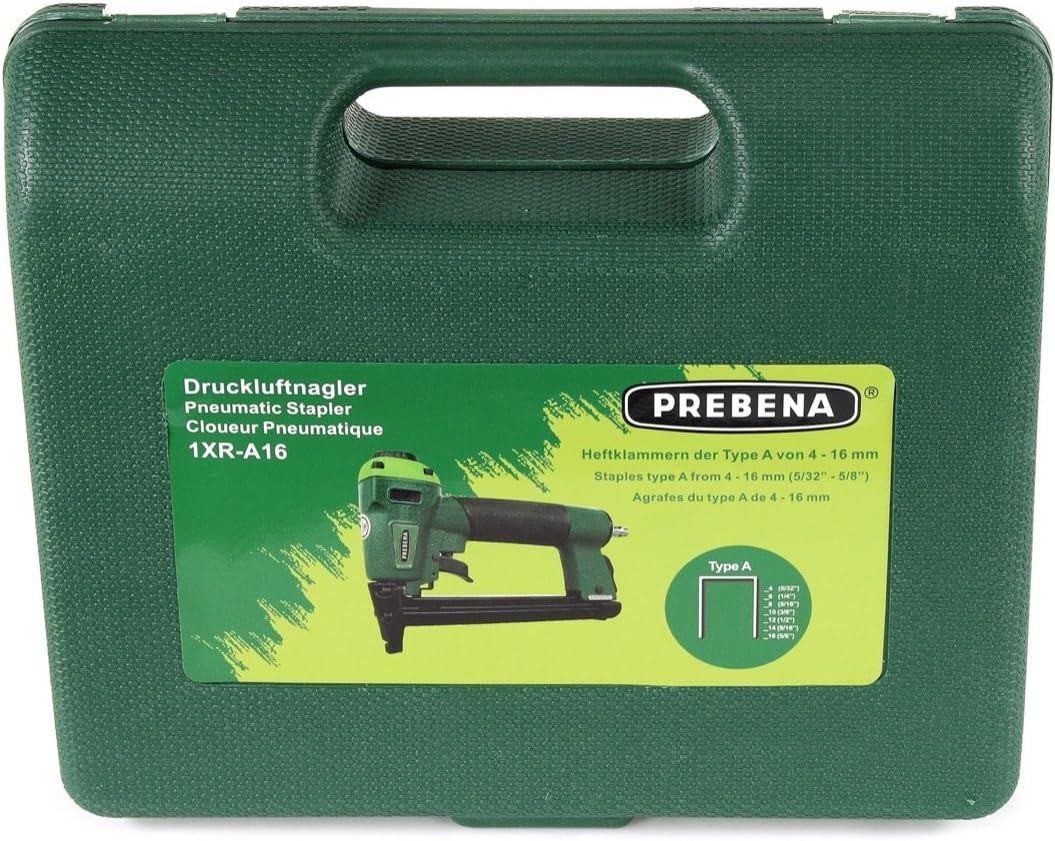 1XR-A16 Luftdruck Druckluftnagler im Transportkoffer + A-BOX 9.000 Heftklammern / Staples