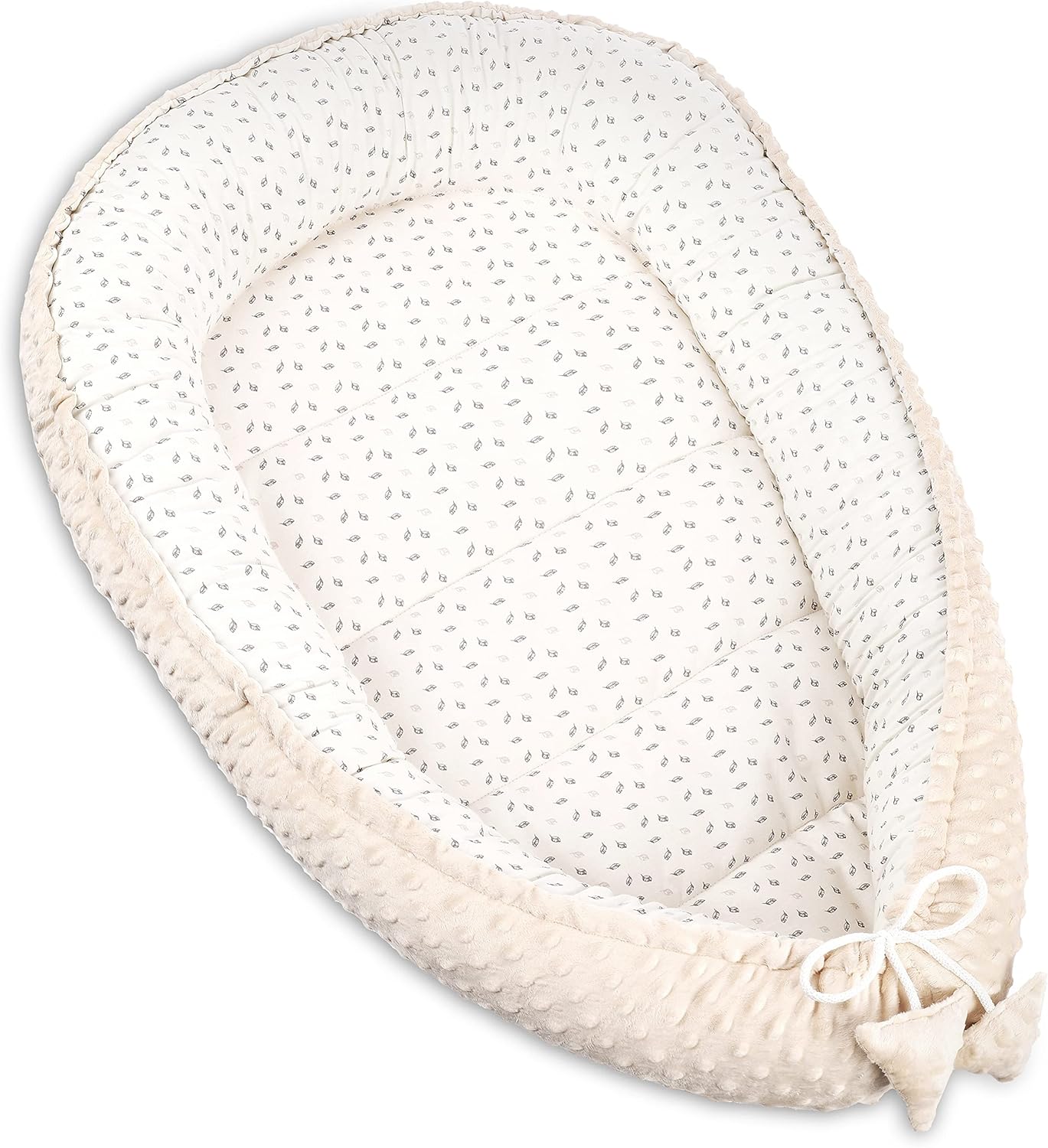 Babynest 2-seitig für Säuglinge und Neugeborene, Beige Minky