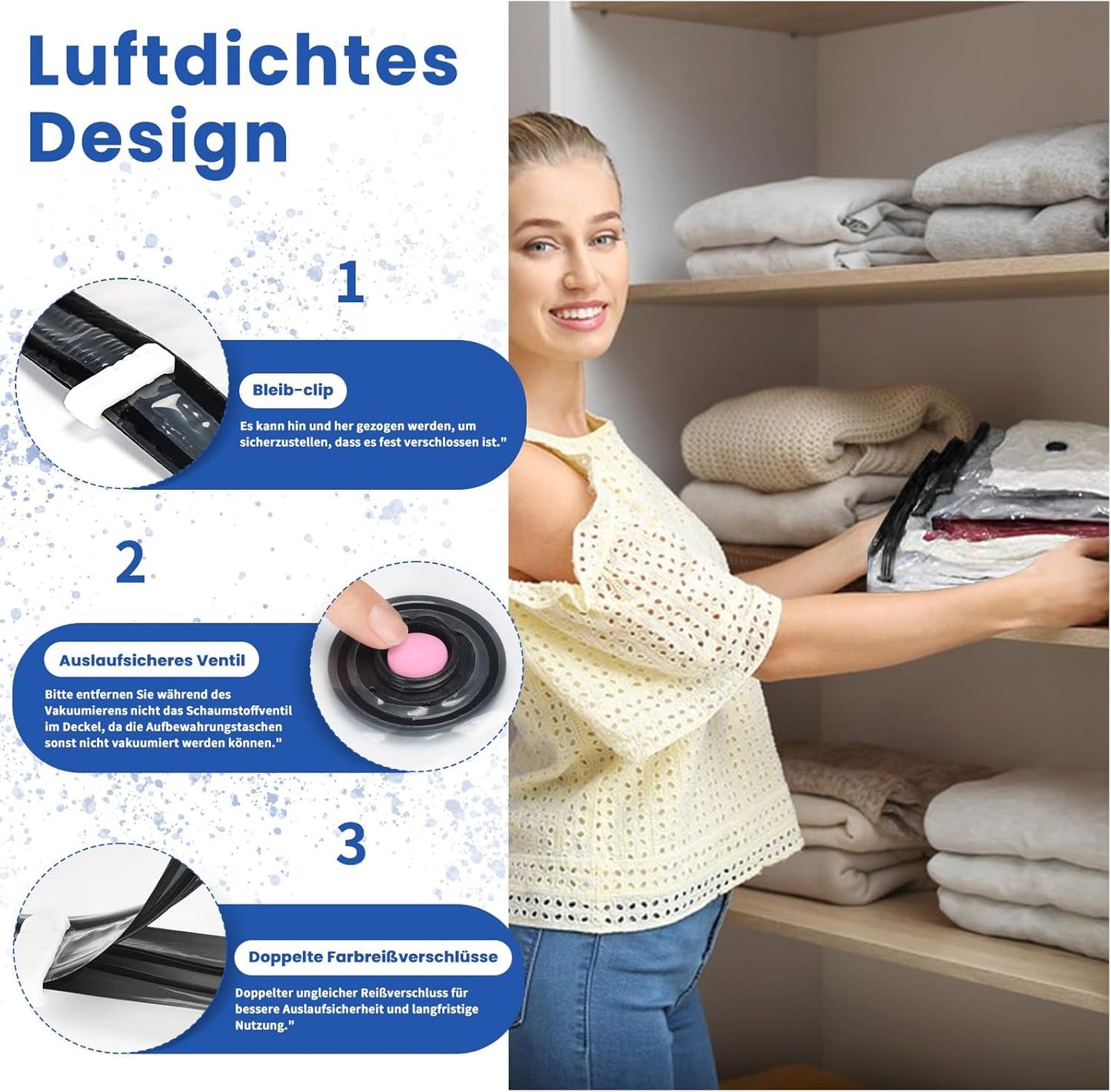 Vakuumbeutel 5er-Set für Kleidung, 5 Stück-XXL