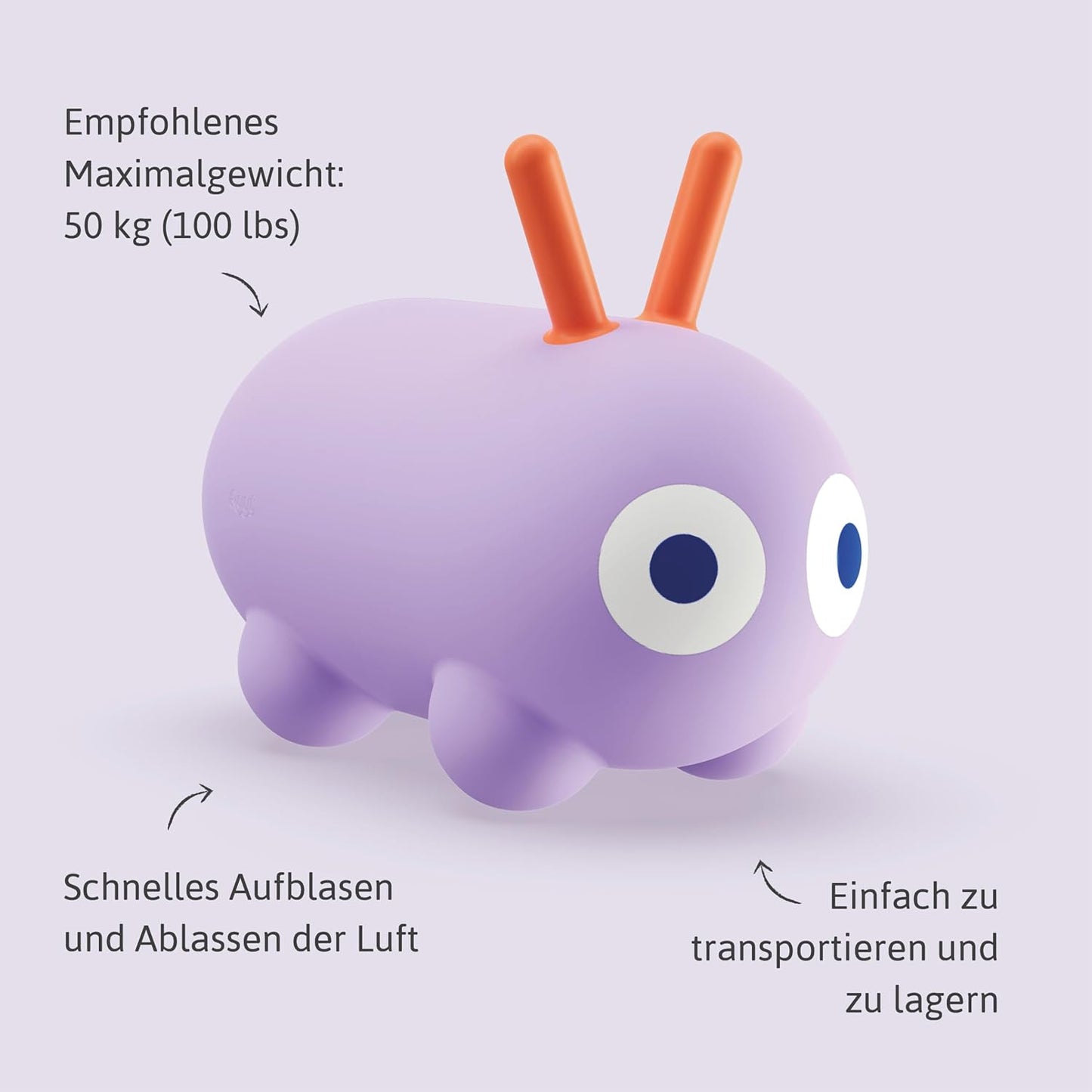 Aufblasbares Skippi-Sprungtier inkl. Pumpe, Lavendel