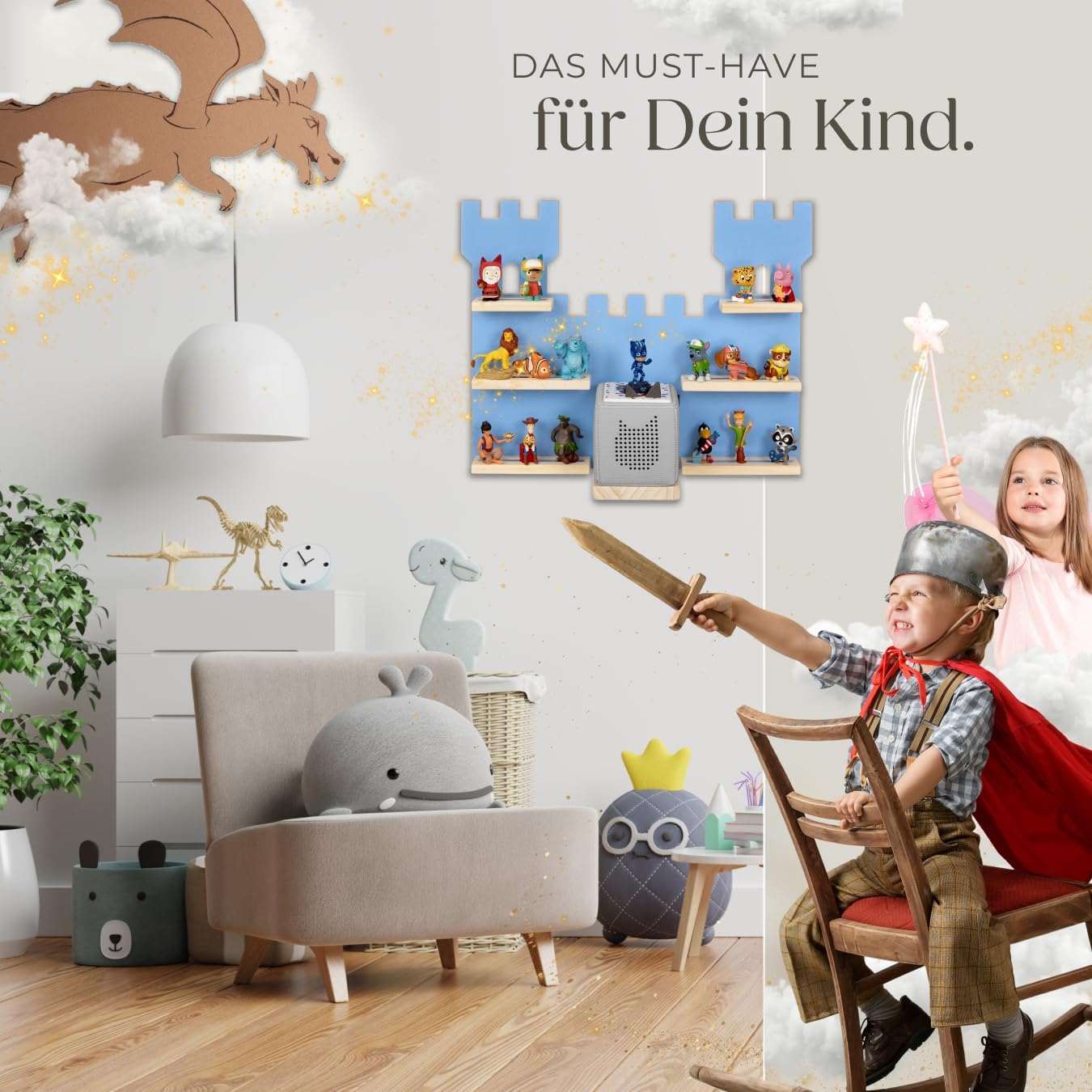 My Little Story Fortress Wandregal für Tonies, Ritterburg Blau