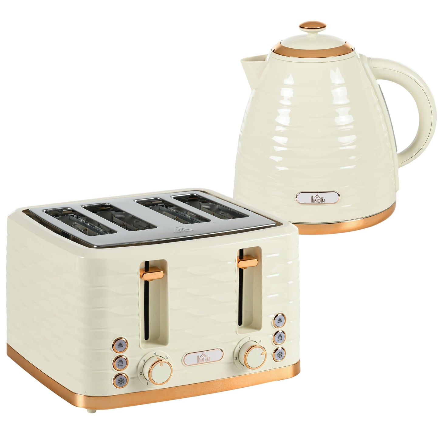 Frühstücks-Set: Wasserkocher & 4-Scheiben-Toaster, Beige