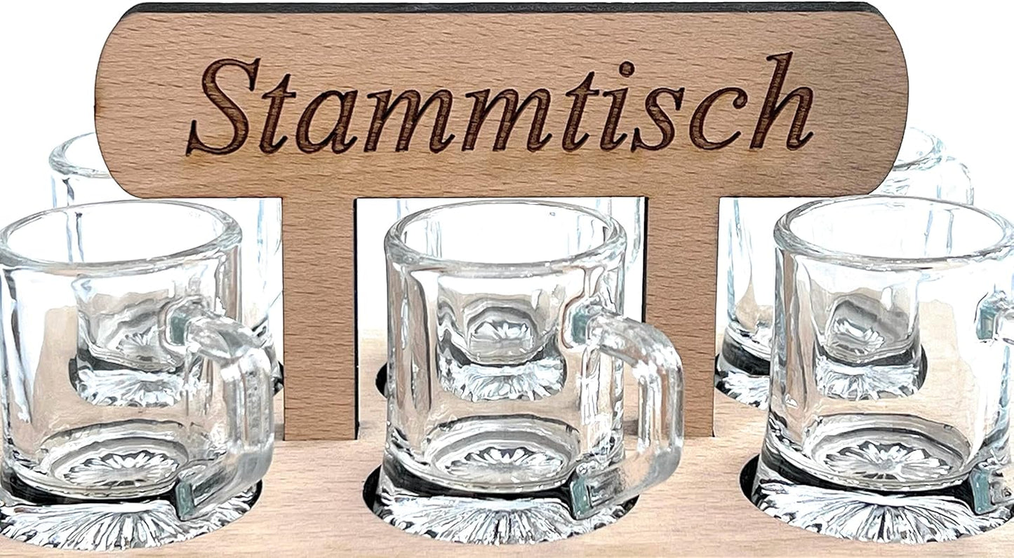 Schnapsbrett mit 6 Gläsern