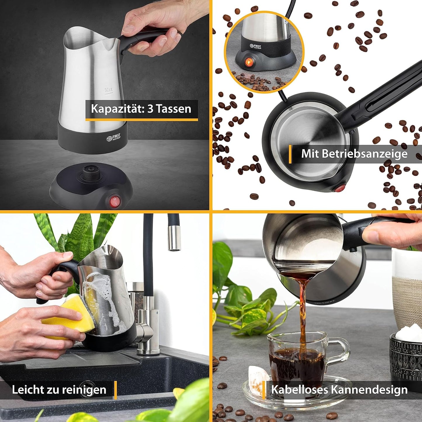 Elektrischer Türkischer Kaffeekocher mit Klappgriff, Klappgriff | 3 Tassen