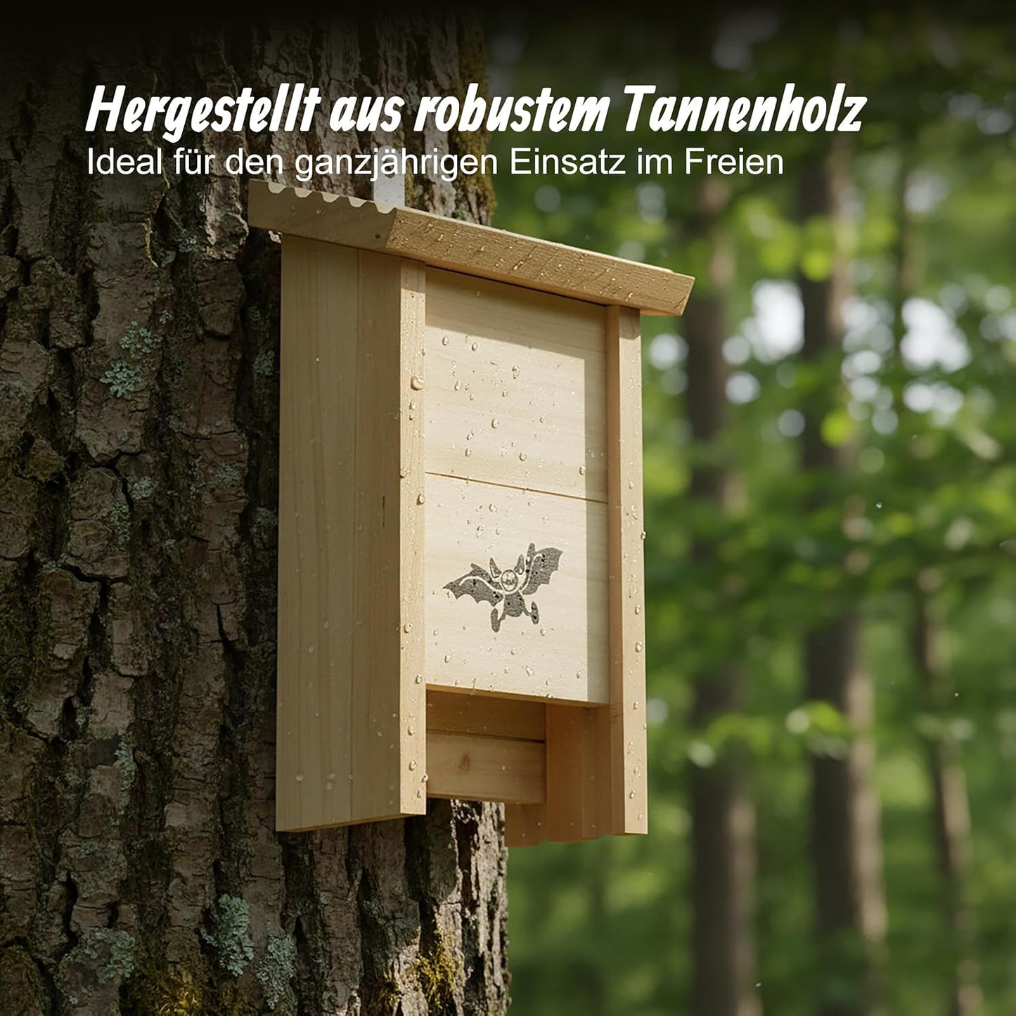 4-teiliges Fledermauskasten-Set, Natur