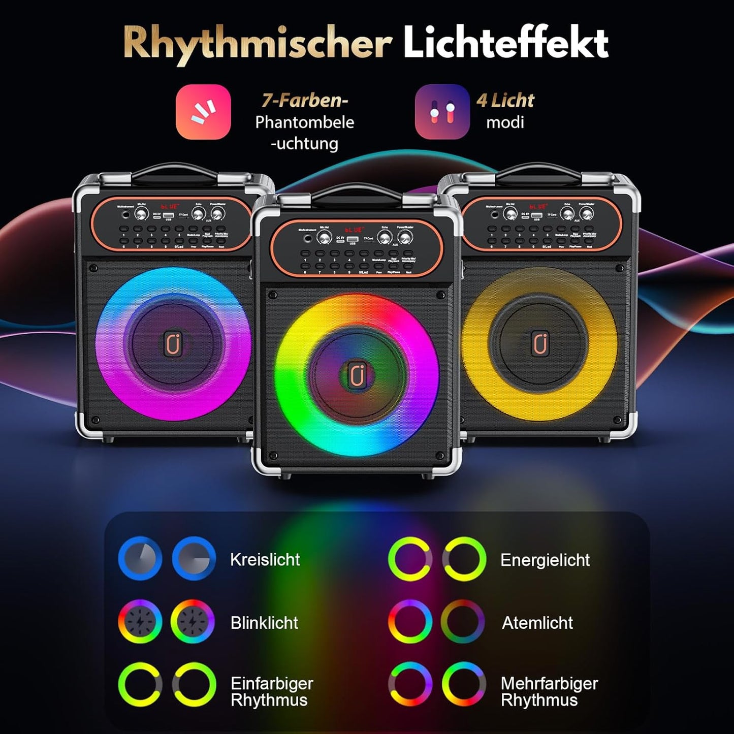 Kabellose Karaoke Maschine mit 2 Mikrofonen, Schwarz-S68