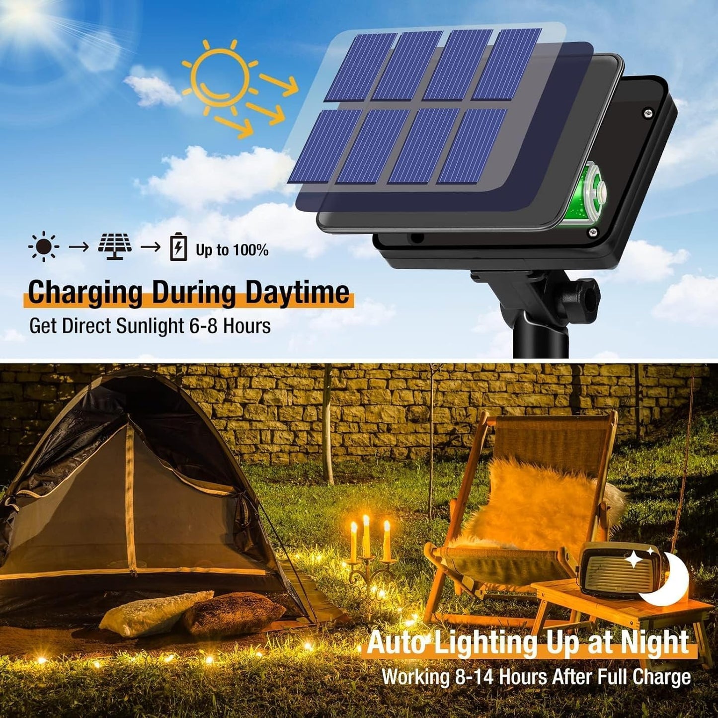 2 Stück Solar Lichterketten mit je 150 LEDs, Warmweiss 2 Stück-15M