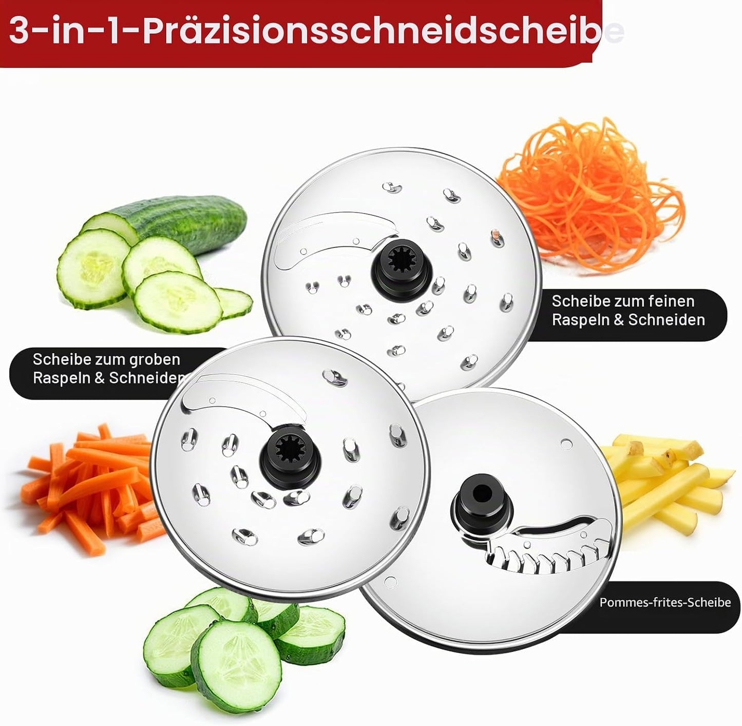 Multifunktionale Küchenmaschine mit Zubehör, Silber