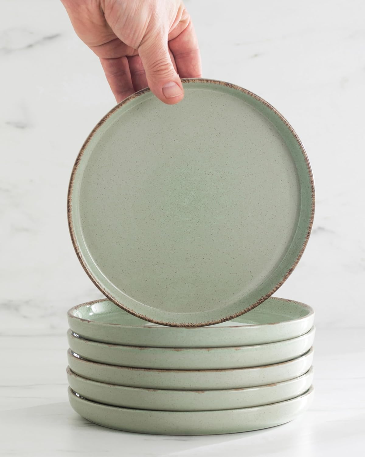 Suppenteller-Set im Landhausstil, Tiefe Teller (6x) Mintgrün