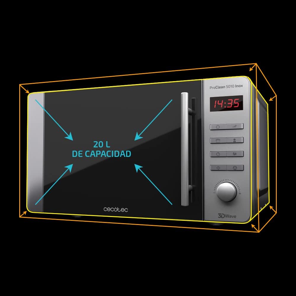 Mikrowelle Pro Clean 5010 mit Grill und Timer, 20 L Inox-spiegel