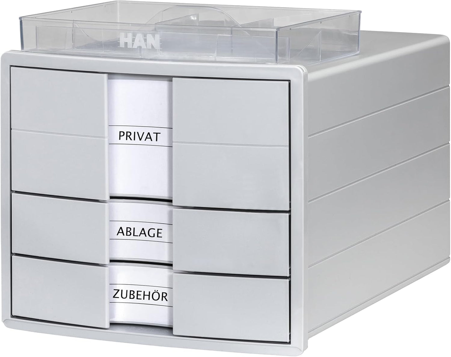 Schubladenbox Impuls 2.0, 3 Schubladen geschlossen Lichtgrau