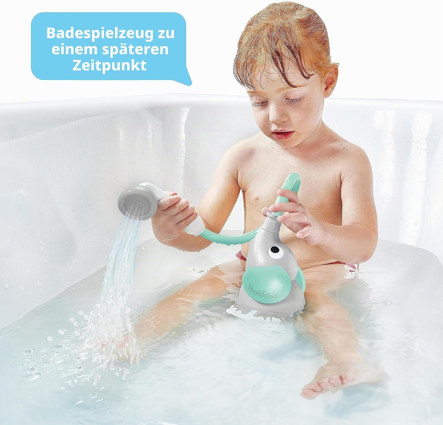 Elephant Duschkopf für Baby-Badewanne mit Wasserpumpe, Türkis