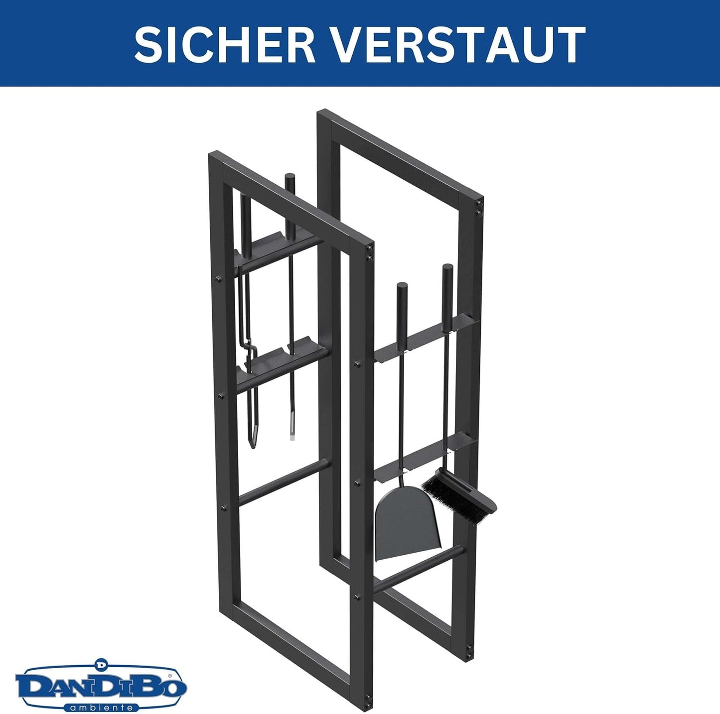 Kaminholzregal mit Besteck