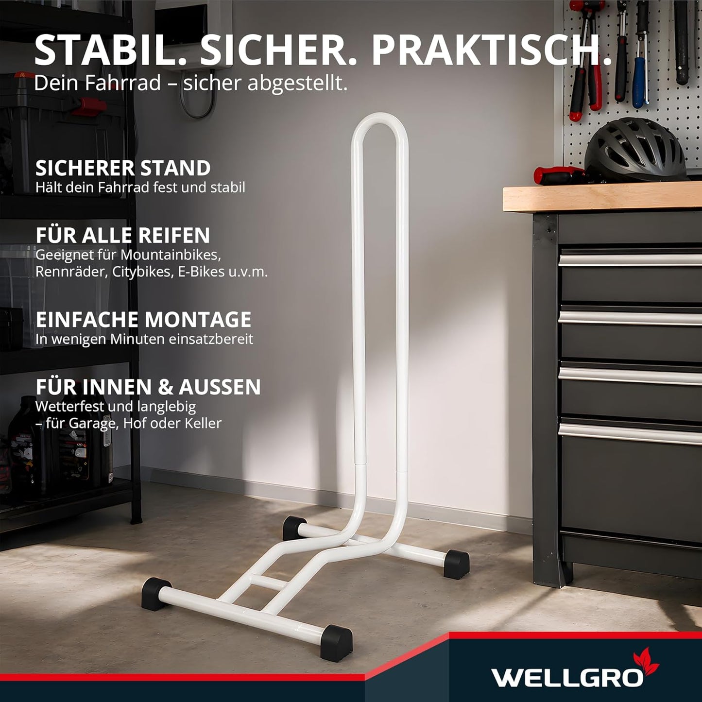 2-teiliges Fahrradständer-Set, 2 Stück Weiss