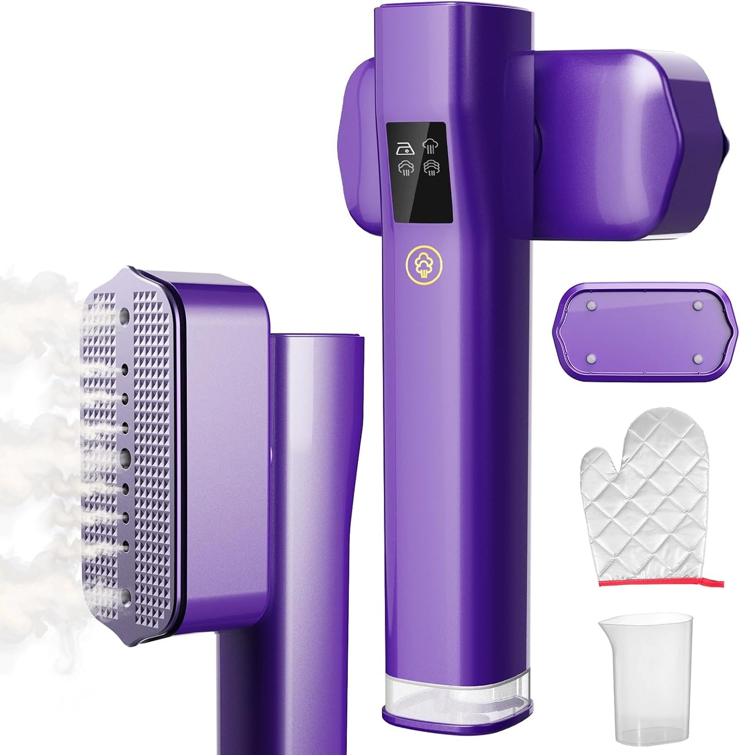2-in-1 Hand-Dampfglätter mit LED Display, Lila