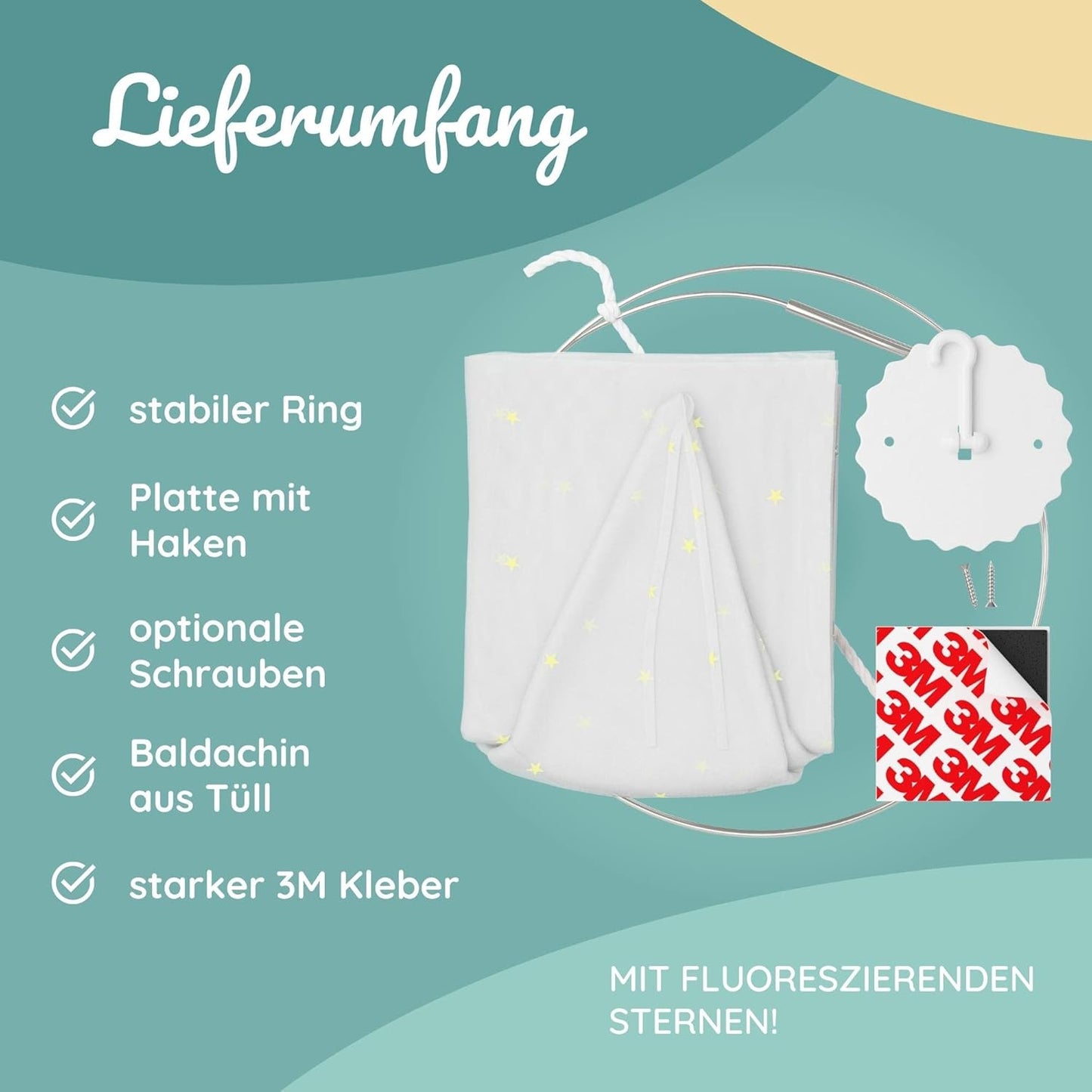 Baldachin für das Kinderzimmer, Transparent mit Sternen