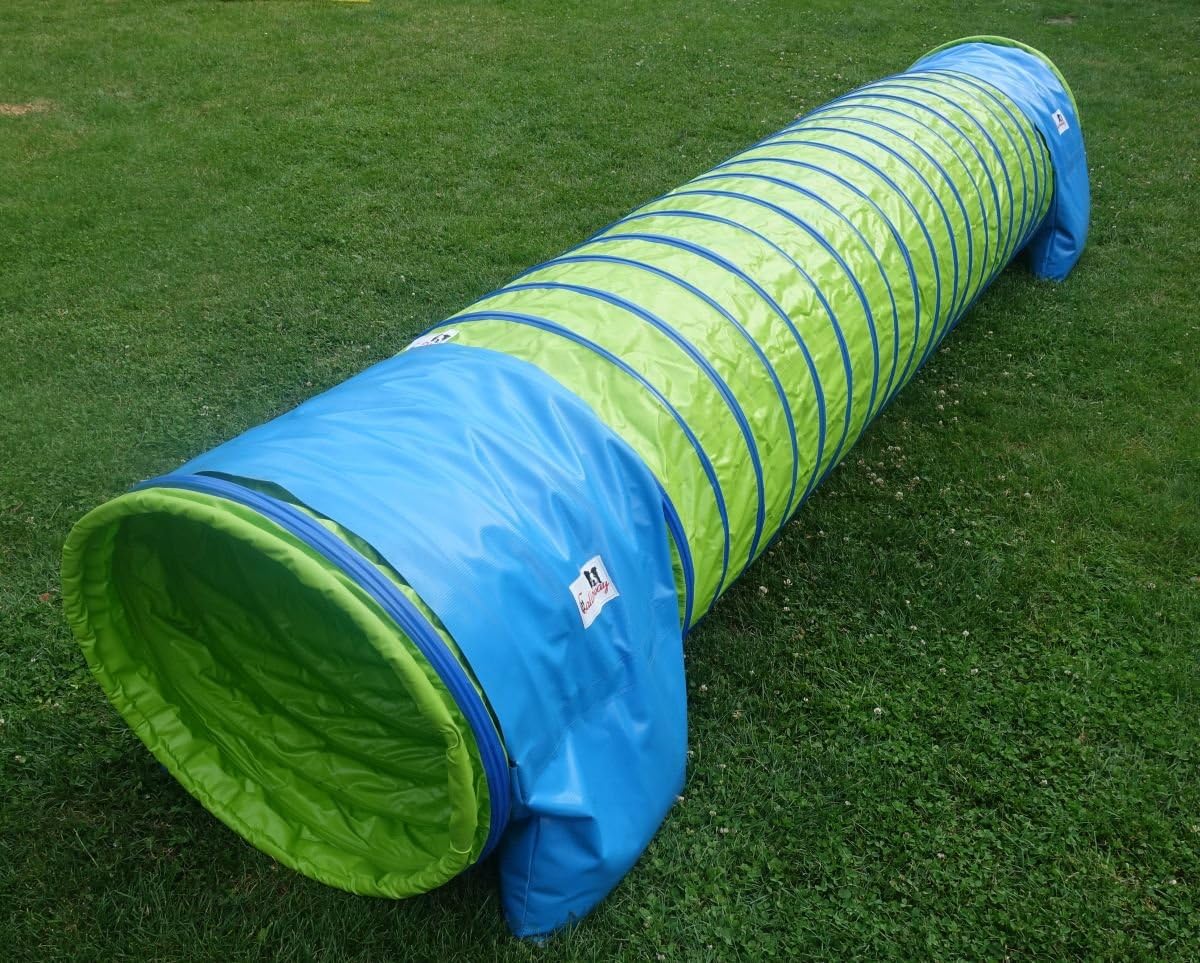 Agility Hundetunnel mit Stützsandsäcken, 3m, 3m limettengrün