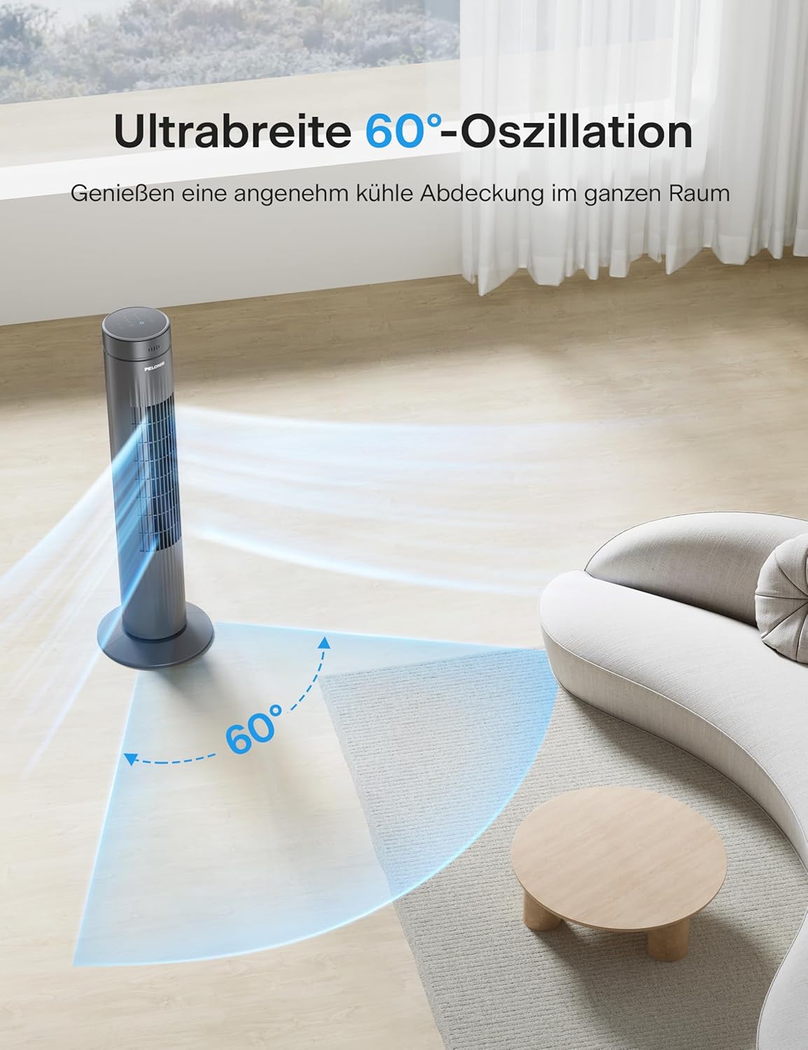 Turmventilator mit Fernbedienung, 76CM Turmventilator