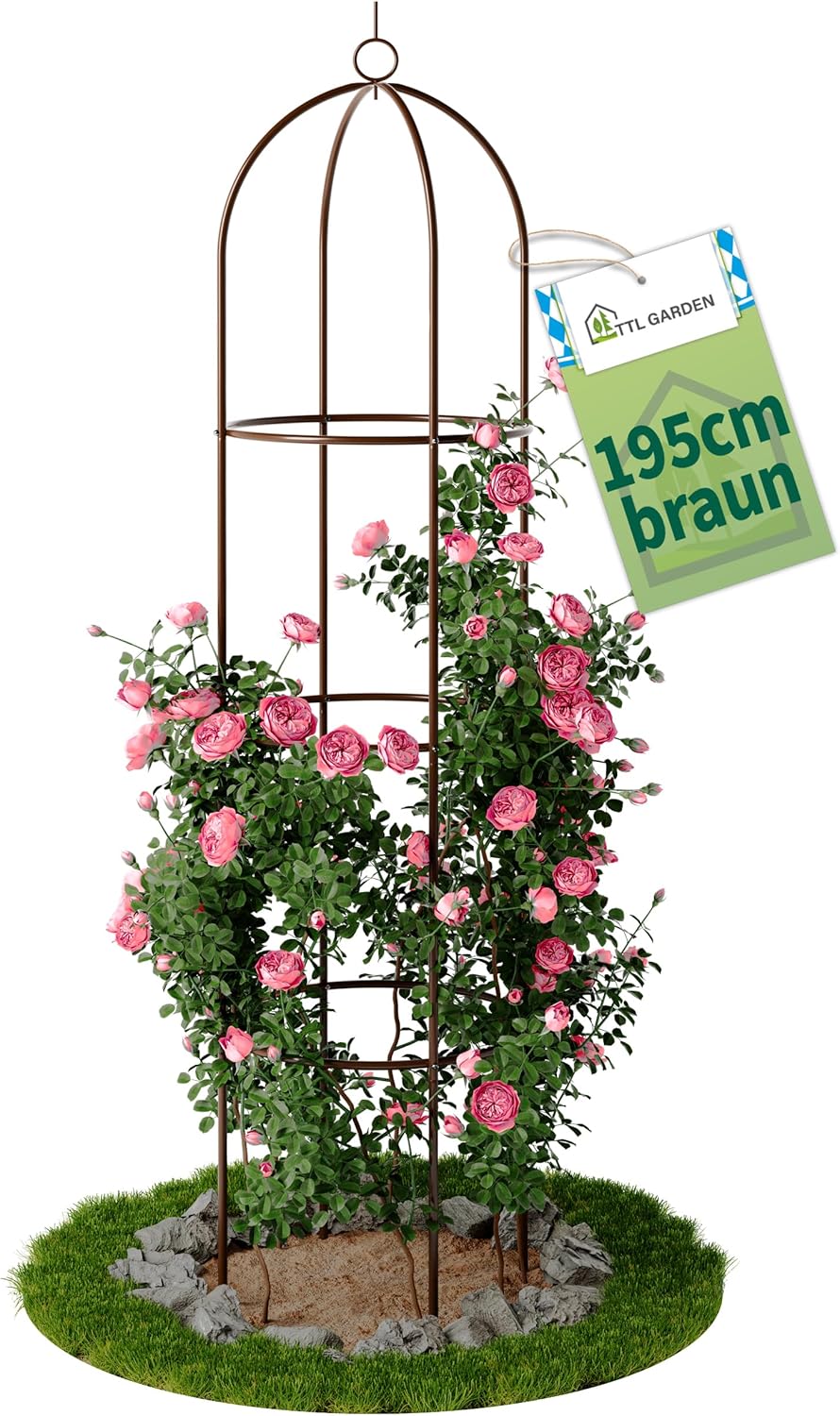 Rankhilfe Obelisk für Kletterpflanzen, 195cm braun 1x Braun