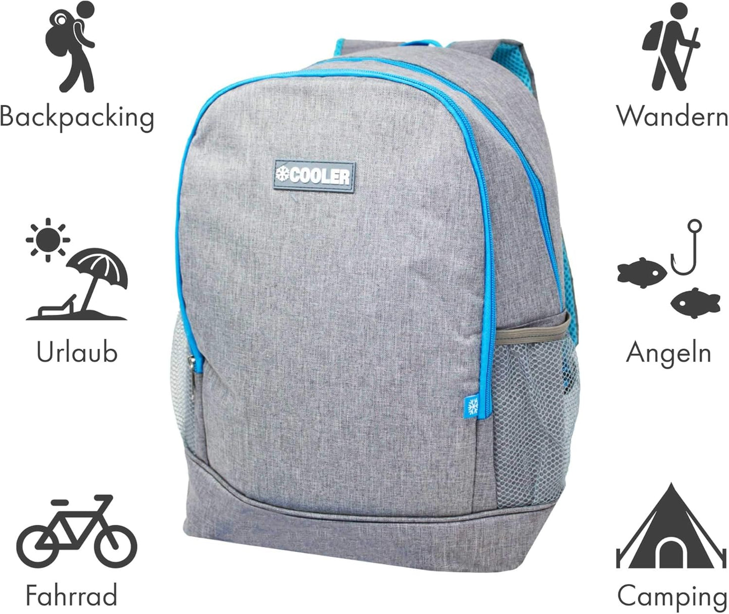 Kühlrucksack für Picknick & Camping, Hell-Grau