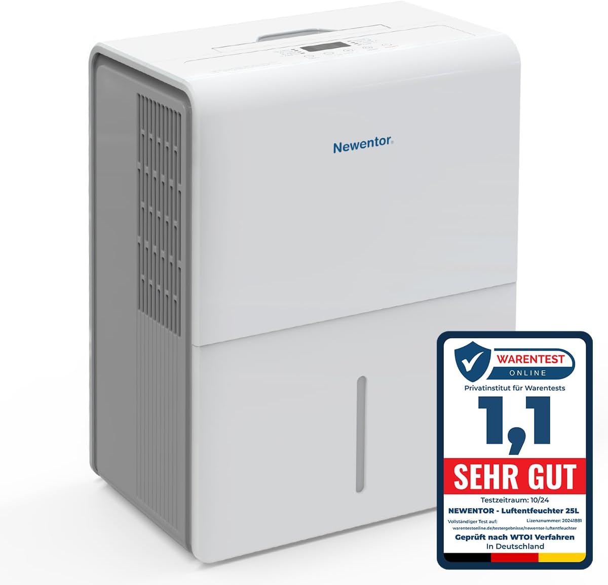Luftentfeuchter mit Geräuschreduktion, 25L/Tag, EU