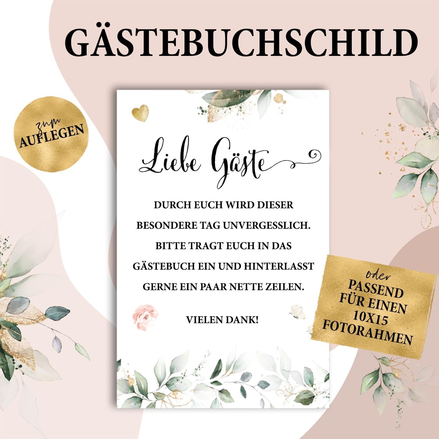 Hochzeits-Gästebuch mit Stickerset, Weiss Inkl. Sticker