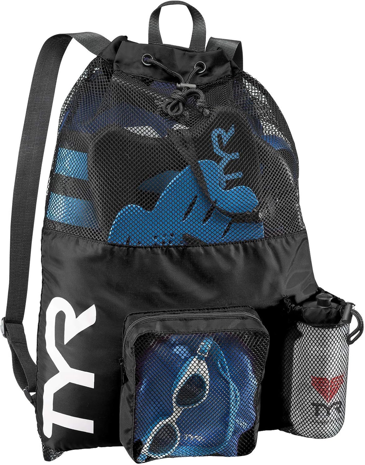 Big Mesh Mummy Rucksacktasche für Schwimmausrüstung, Einheitsgröße Schwarz